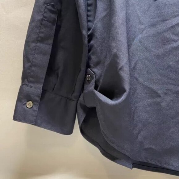 Calvin Klein Women's Large V-Neck Button Up Blouse Charcoal Grey Roll Tab Sleeve - Picture 3 of 13